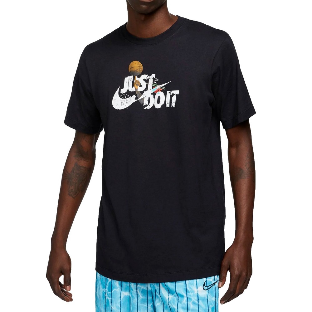 NIKE Basketball Just Do It Splatter T-Shirt Mens Small Black DB5984 010